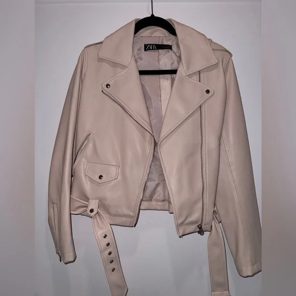 Zara light pink leather jacket - Picture 2 of 4